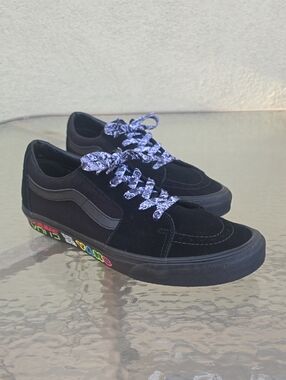 Vans Sk8 Low Sneakers Men's 11 in Black Suede w/Multi style Vans Logos